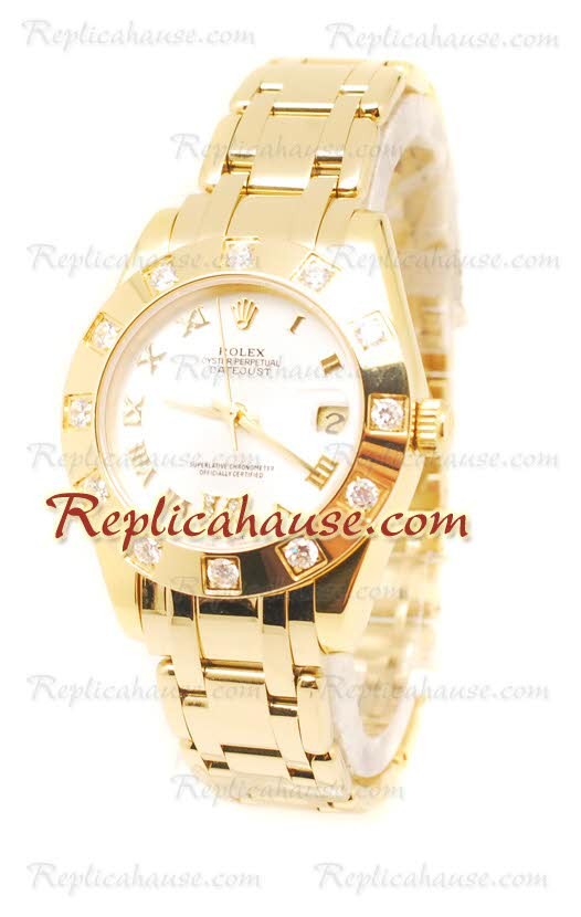 Datejust Rolex Reloj Suizo en Oro Amarillo y Dial Blanco - 36MM