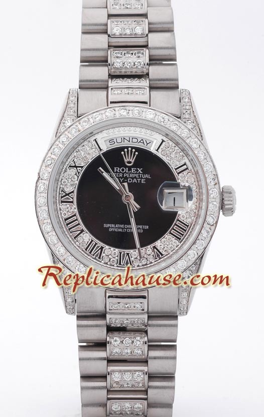 Rolex Réplica Day Date Silver - Diamond