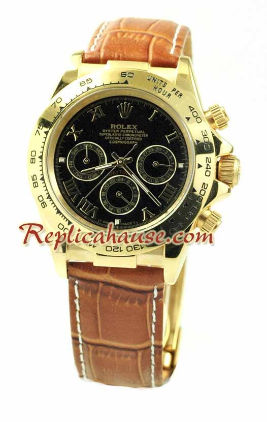 Reloj Rolex Réplica Daytona Oro 18K con correa de cuero