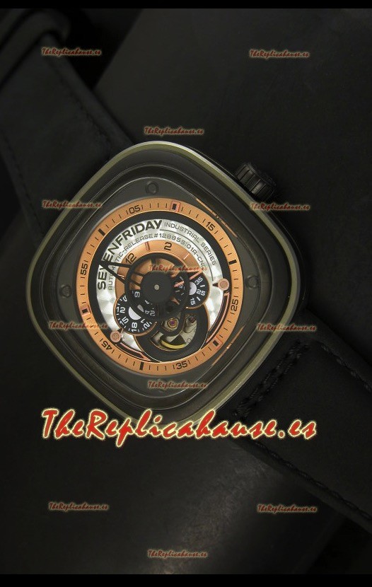 SevenFriday P-32 Movimiento Original Miyota 82S7, Gris y Negro - Calidad Espejo 1:1