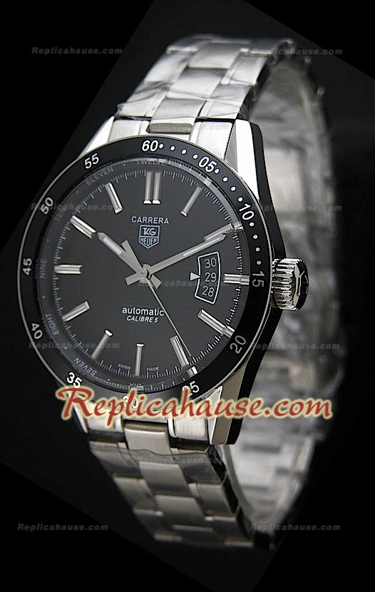 Tag Heuer Carrera Calibre 5 Reproducción Reloj Suizo con Esfera de color Negro