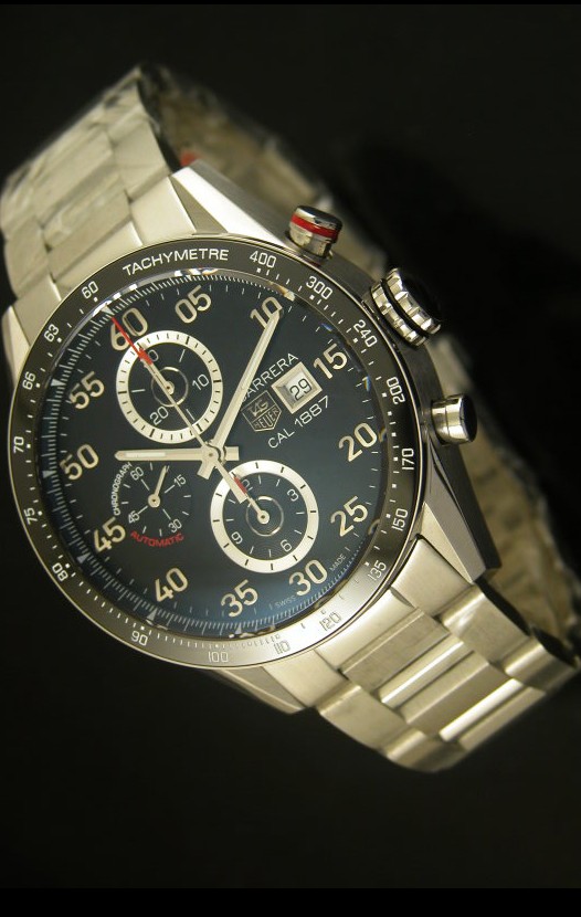 Tag Heuer Carrera Calibre 1887 Reloj Dial Negro - Réplica Escala 1:1