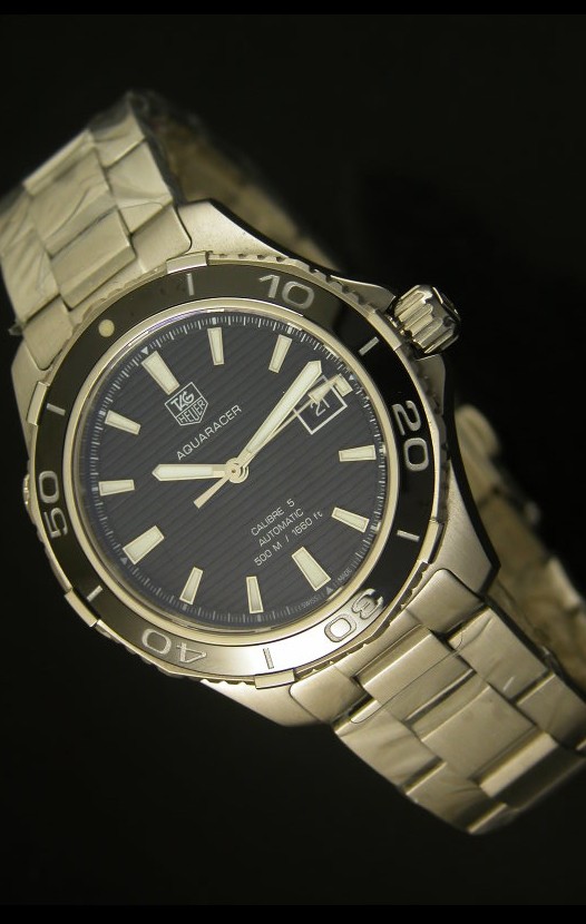 Tag Heuer Aquaracer Calibre 5 Reloj Suizo Dial Negro - Réplica Escala 1:1