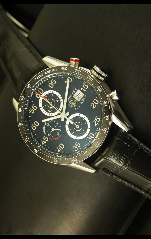Tag Heuer Carrera Calibre 1887 Reloj Dial Negro - Réplica Escala 1:1