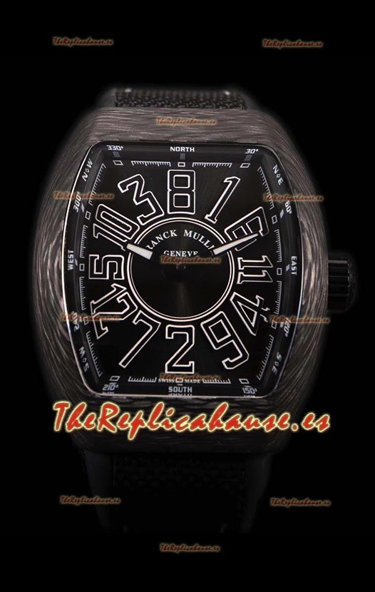 Franck Muller Vanguard Reloj Suizo Caja de Carbono Índices color Negro