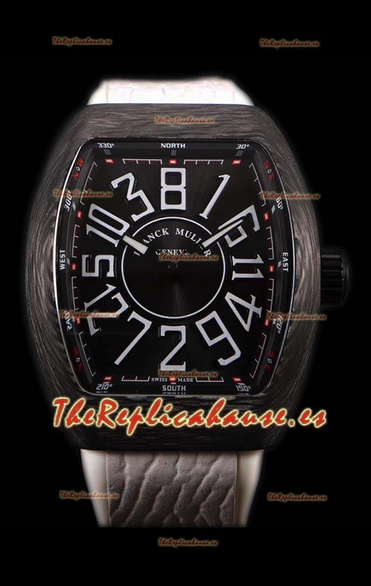 Franck Muller Vanguard Reloj Suizo Caja de Carbono Índices color Negro