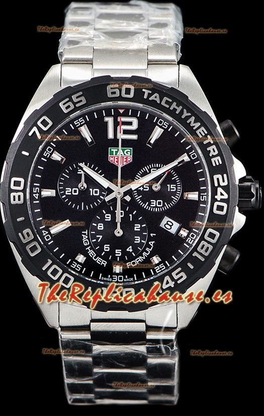 Tag Heuer Formula 1 Chronograph Reloj Réplica de Cuarzo Suizo Dial Negro