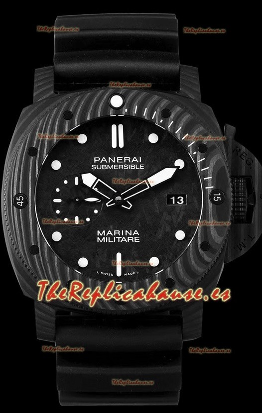 Panerai Submersible Marina Militare Carbotech 47MM Reloj Suizo a Espejo 1:1