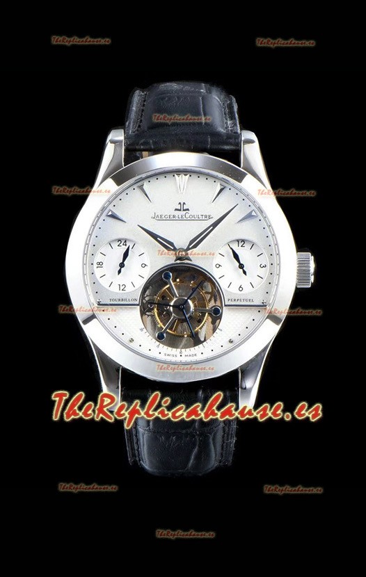Jaeger LeCoultre Perpetual Tourbillon 904L Caja de Acero Dial Blanco Reloj Réplica Suizo