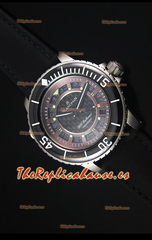 Blancpain 500 Fathoms Reloj Replica Suiza con Dial Gris de Carbon - Edicion Escala Espejo 1:1
