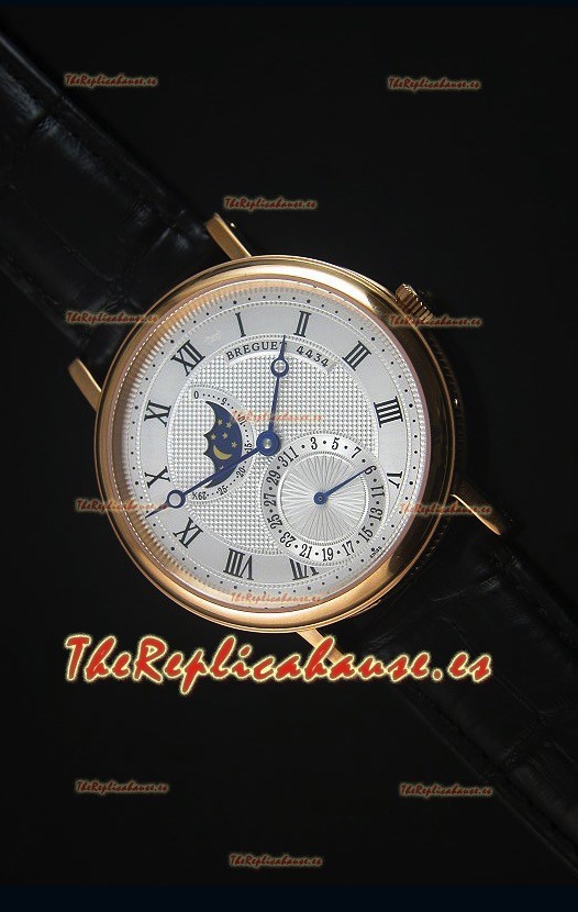 Breguet Classique Moonphase Reloj Replica Suizo de Oro Rosado