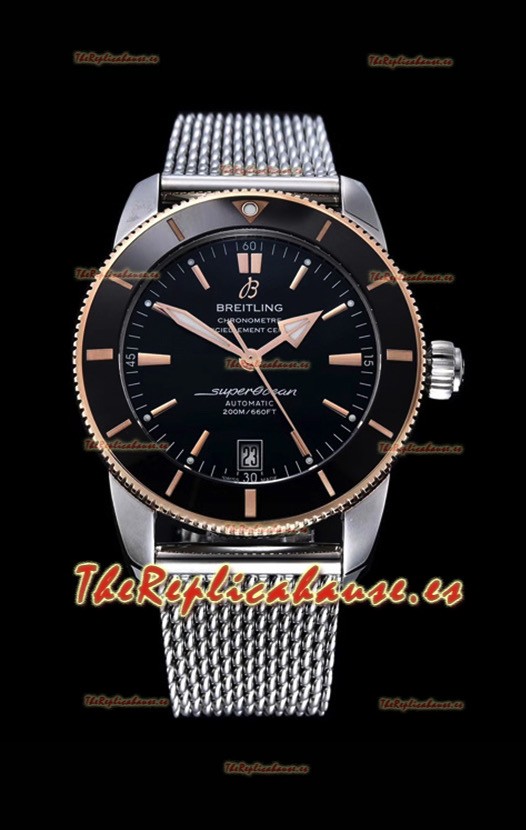 Breitling SuperOcean Heritage II 44MM Dial Negro de Dos Tonos Acero 904L, Reloj Réplica a Espejo 1:1