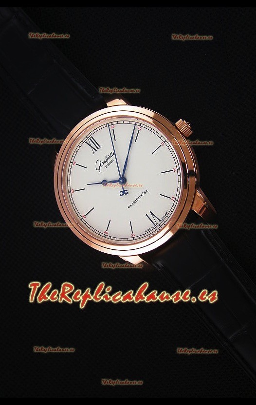 Glashuette Senator Excellence Dial color Crema, Caja de Oro Rosado Reloj Replica Suizo