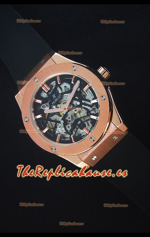 Hublot Classic Fusion Skeleton Caja en Oro Rosado Movimiento Japonés