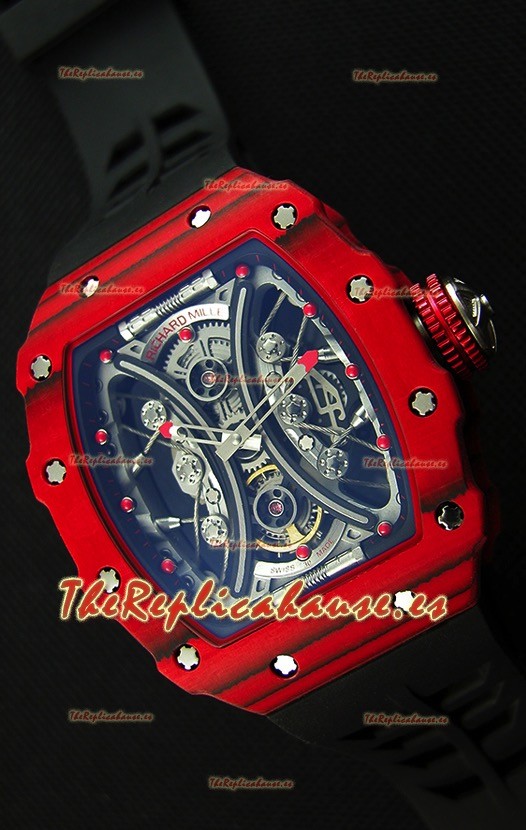 Richard Mille RM53-01 Pablo Mac Donough Caja de Carbón Forjado color Rojo Reloj Réplica Suizo