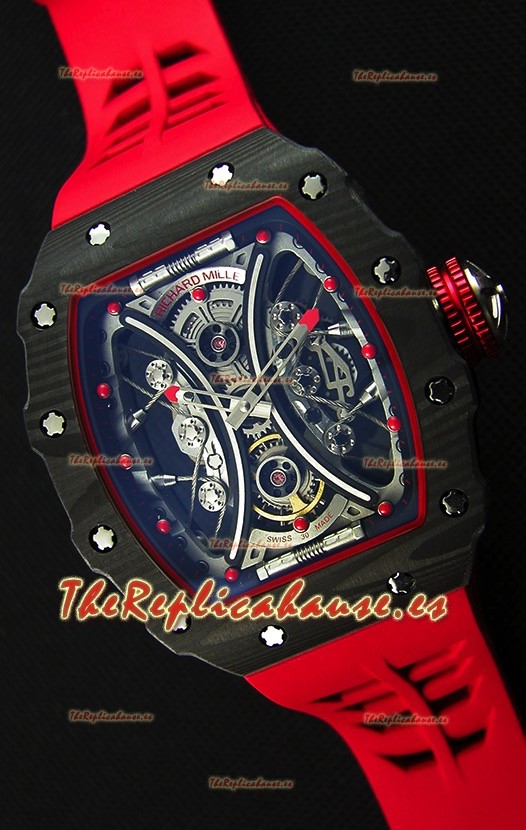 Richard Mille RM53-01 Pablo Mac Donough Caja de Carbón Forjado color Rojo Reloj Réplica Suizo