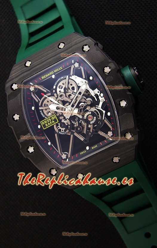 Richard Mille RM35-01 Rafael Nadal Caja de Carbón Forjado con Correa Verde