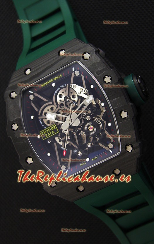 Richard Mille RM35-02 Rafael Nadal Caja de Carbón Forjado con Correa Verde