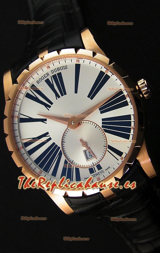 Roger Dubuis Excalibur RDDBEX0587 Oro Rosado Dial Blanco de Acerfo Reloj Réplica Suizo