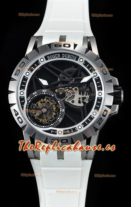 Roger Dubuis Excalibur Spider Flying Tourbillon Skeleton Caja de Titanio Reloj Suizo a Espejo 1:1