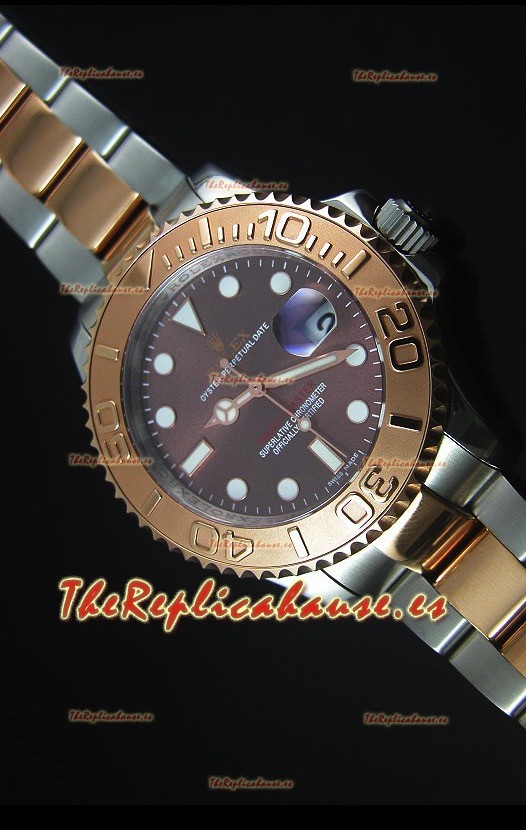 Rolex Yachtmaster Reloj Replica Suizo escala 1:1 en Oro Rosado de Dos Tonos Dial Gris