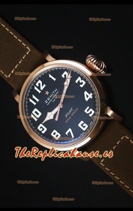 Zenith Pilot Type 20 Extra Special Edition Reloj Replica Suizo escala 1:1 Oro Rosado