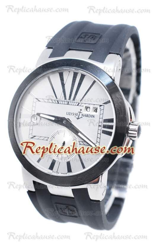 Ulysse Nardin Executive Dual Time Dial Blanco Black Strap Reloj