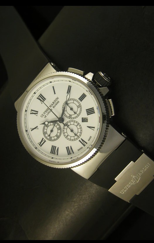 Ulysse Nardin Marine Cronógrafo en Acero Inoxidable, Dial Blanco Numeros Romanos - Réplica Escala 1:1