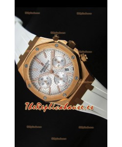 Audemars Piguet Royal Oak Cronógrafo Reloj en Oro Amarillo con Dial Blanco Pulido