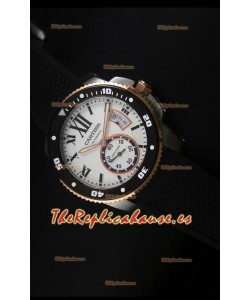 Calibre De Cartier Reloj con Caja de Acero 42MM Dial Blanco, Color de la Caja en Dos Tonos - Reloj Réplica Espejo 1:1
