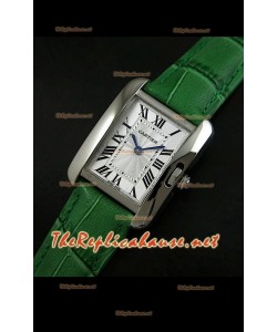 Cartier Tank Française para damas malla verde con estuche de acero