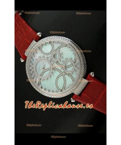 Cartier Réplica Bisel de diamantes Carcasa de acero inoxidable/Malla roja 