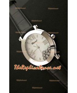 Chopard Happy Sport Reloj Japonés Señoras en Correa de Piel Negra