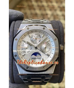 Audemars Piguet Royal Oak Calendario Perpetuo Réplica Suizo Acero 904L Dial en Acero Blanco
