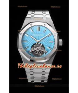 Audemars Piguet Royal Oak Tourbillon 41mm en Caja 904L - Dial de Tapicería Azul Tiffany Réplica Definitiva 1:1