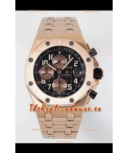 Audemars Piguet Royal Oak Offshore Dial Negro Cronógrafo Reloj Réplica a Espejo 1:1 - Oro Rosado