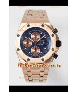 Audemars Piguet Royal Oak Offshore Dial Azul Cronógrafo Reloj Réplica a Espejo 1:1 - Oro Rosado