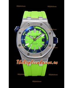 Audemars Piguet Royal Oak Reloj Réplica Suizo de Buzo Dial Verde Lima de Acero 904L 1:1 Movimiento Calidad 3120 