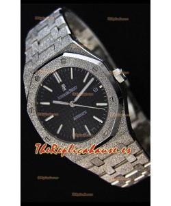 Audemars Piguet Royal Oak Frosted Reloj Réplica a Espejo 1:1 Oro Blanco de Cuerda Automática Dial Negro