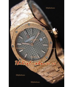 Audemars Piguet Royal Oak Frosted Reloj Réplica 1:1 de Cuarzo Suizo en Oro Rosado y Dial Gris 33MM