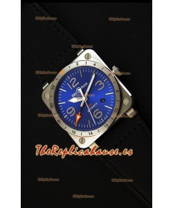 Bell & Ross BR03-93 GMT Reloj Réplica Suizo de Acero a espejo 1:1 Edición 42MM Dial Azul