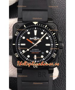 Bell & Ross BR03-92 Buzo Revestido en DLC Dial Negro Reloj Réplica Suizo a espejo 1:1