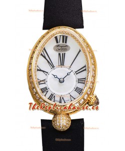 Breguet Reine De Naples Ladies Oro Amarillo Tela Negra Reloj Réplica Suizo Edición 1:1