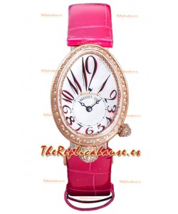 Breguet Reine De Naples Ladies Oro Rosado Piel Rosa Reloj Réplica Suizo Edición 1:1