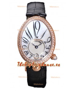 Breguet Reine De Naples Ladies Oro Rosado Piel Negra Reloj Réplica Suizo Edición 1:1