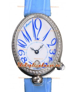 Breguet Reine De Naples Ladies Acero Inoxidable Piel Azul Reloj Edición Réplica Suiza 1:1