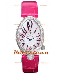 Breguet Reine De Naples Ladies Reloj Réplica Suizo Edición 1:1 Acero Inoxidable Piel Rosa
