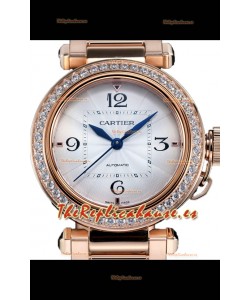 Pasha De Cartier Calidad Espejo 1:1 Reloj Automático Réplica Suiza 35MM Oro Rosado