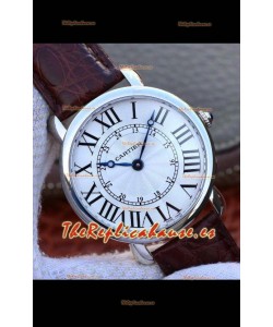 Ronde De Cartier Reloj Réplica Suizo - Dial Blanco en Correa de Piel