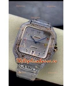 Cartier "Santos De Cartier" Acero 904L Diamantes Coloreados Dial Árabe Réplica Espejo 1:1 - 40MM - Diamantes Genuinos